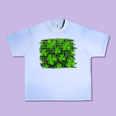 St Patrick's Day Shamrock And Plaid Distressed Background Urban Heavy Tee Designed By Ranaportraitstore