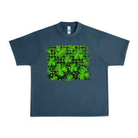 Midnight Navy st patrick's day shamrock and plaid distressed background Urban Heavy Tee - RanaPortraitStore