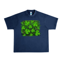 Navy st patrick's day shamrock and plaid distressed background Urban Heavy Tee - RanaPortraitStore
