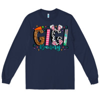 Navy gigi bunny Long Sleeve Tee - CowhideDigitalArt