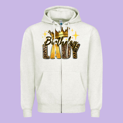 Birthday Lady Zipper Hoodie Designed By Ranaportraitstore