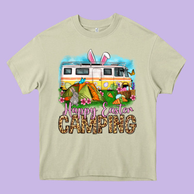 Happy Easter Camping Heavy Core Tee Designed By Oliviacreatesart