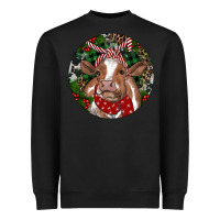 Black Brown Cow Christmas Heavyweight Sweatshirt - RanaPortraitStore
