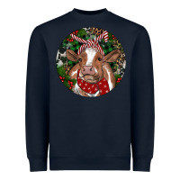 Navy Brown Cow Christmas Heavyweight Sweatshirt - RanaPortraitStore