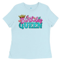 Baby Blue birthday queen Ladies Tee - BundleAndBundleShop