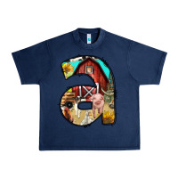 Navy farm life alphabet lowercase letters a Urban Heavy Tee - BundleAndBundleShop