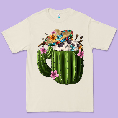 Day Of The Dead Mexican Cactus Premium Tee Designed By Fadigitalartstudio