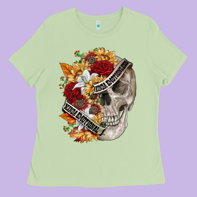 Skull Kinda Emotionless Kinda Emotional Ladies Tee Designed By Fadigitalartstudio