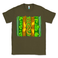 Army Green saint patricks horseshoe shamrock leopard glitter brushstroke Classic Tee - Artiststas