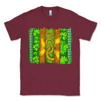Burgundy saint patricks horseshoe shamrock leopard glitter brushstroke Classic Tee - Artiststas