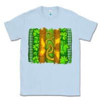 Dusty Blue saint patricks horseshoe shamrock leopard glitter brushstroke Classic Tee - Artiststas