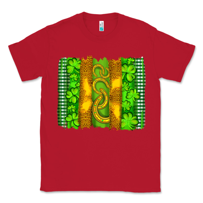 Saint Patricks Horseshoe Shamrock Leopard Glitter Brushstroke Classic Tee by Artiststas | Teevron