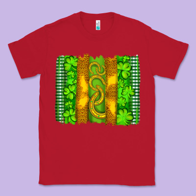 Saint Patricks Horseshoe Shamrock Leopard Glitter Brushstroke Classic Tee Designed By Artiststas