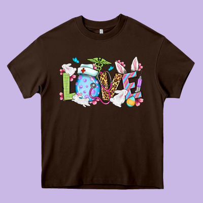 Love Nurse Easter Heavy Core Tee Designed By Oliviacreatesart