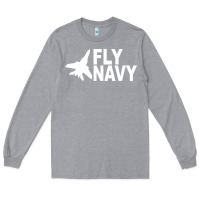 Heather Grey fly navy Long Sleeve Tee - DesigneFamous