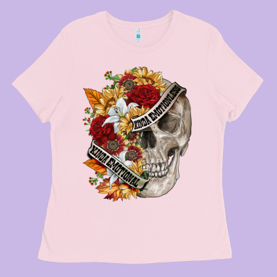 Skull Kinda Emotionless Kinda Emotional Ladies Tee Designed By Fadigitalartstudio