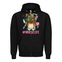 Black blonde messy bun nurse life Zipper Hoodie - RanaPortraitStore