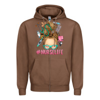 Chestnut blonde messy bun nurse life Zipper Hoodie - RanaPortraitStore