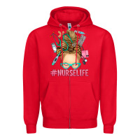 Red blonde messy bun nurse life Zipper Hoodie - RanaPortraitStore