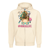 Sandshell blonde messy bun nurse life Zipper Hoodie - RanaPortraitStore
