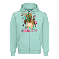 Seafoam blonde messy bun nurse life Zipper Hoodie - RanaPortraitStore