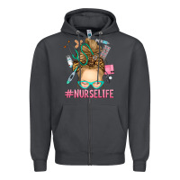 Smoke blonde messy bun nurse life Zipper Hoodie - RanaPortraitStore