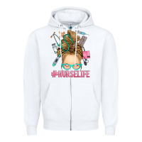 White blonde messy bun nurse life Zipper Hoodie - RanaPortraitStore