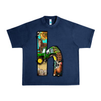 Navy farm life alphabet lowercase letters h Urban Heavy Tee - BundleAndBundleShop