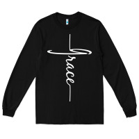 Black grace   christian faith cross script baptism gift Long Sleeve Tee - DesigneFamous