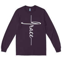 Plum grace   christian faith cross script baptism gift Long Sleeve Tee - DesigneFamous