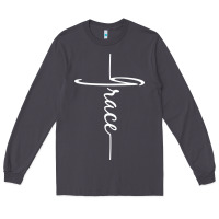 Grace   Christian Faith Cross Script Baptism Gift Long Sleeve Tee | Teevron