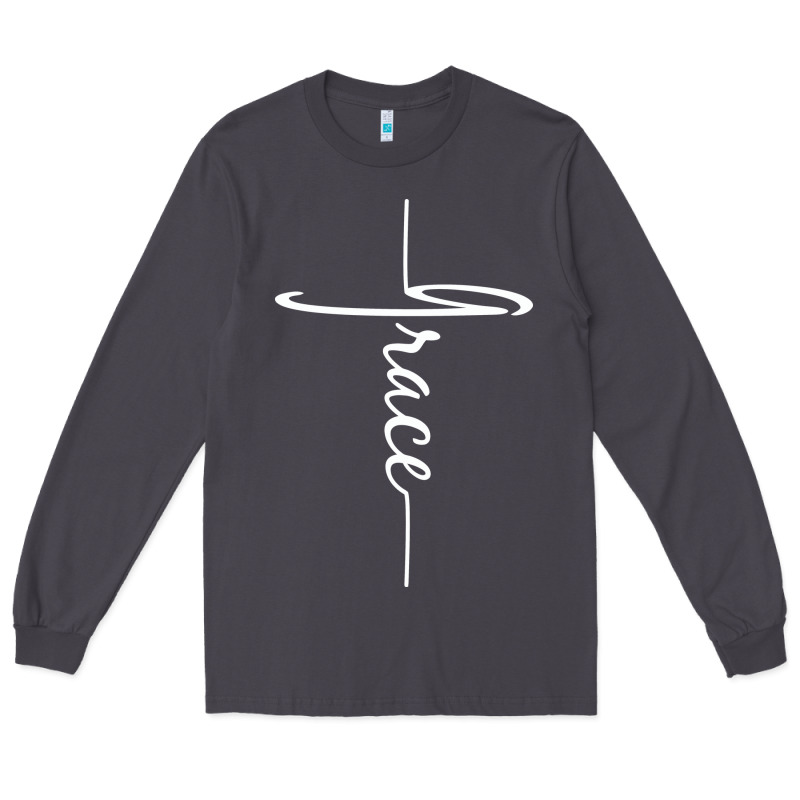Grace   Christian Faith Cross Script Baptism Gift Long Sleeve Tee by DesigneFamous | Teevron
