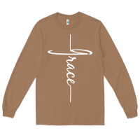 Toasted Coconut grace   christian faith cross script baptism gift Long Sleeve Tee - DesigneFamous