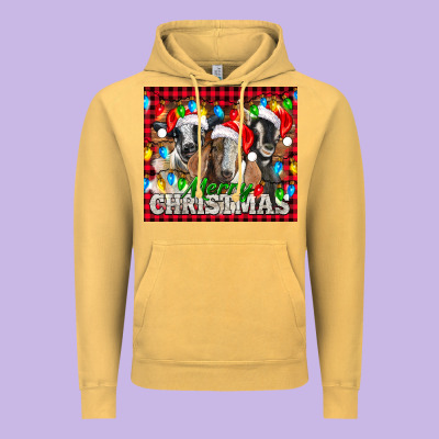 Merry Christmas  With Goats Vintage Hoodie Designed By Lillyallendesigns