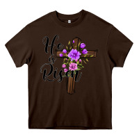 Chocolate Brown he is risen matthew 28 6 Heavy Core Tee - Jasminsmagicworld