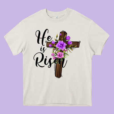 He Is Risen Matthew 28 6 Heavy Core Tee Designed By Jasminsmagicworld