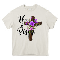 Cream he is risen matthew 28 6 Heavy Core Tee - Jasminsmagicworld