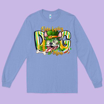 St Patricks Day Dog Mom Long Sleeve Tee Designed By Cowhidedigitalart