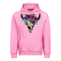 Fuchsia Pink cowhide bull skull Urban Hoodie - Jasminsmagicworld