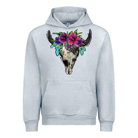 Heather Grey cowhide bull skull Urban Hoodie - Jasminsmagicworld