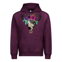 Mauve Wine cowhide bull skull Urban Hoodie - Jasminsmagicworld