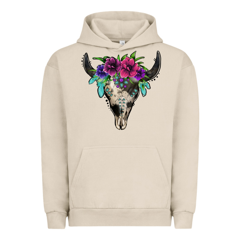 Cowhide Bull Skull Urban Hoodie by Jasminsmagicworld | Teevron