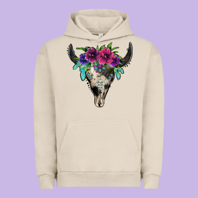 Cowhide Bull Skull Urban Hoodie Designed By Jasminsmagicworld