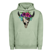 Pigment Oil Green cowhide bull skull Urban Hoodie - Jasminsmagicworld