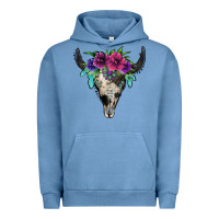 Pigment Pebble Blue cowhide bull skull Urban Hoodie - Jasminsmagicworld