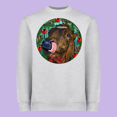 Longhorn Cow Christmas Heavyweight Sweatshirt Designed By Ranaportraitstore