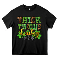 Black St. Patrick's Thick thighs lucky vibes Heavy Core Tee - OliviaCreatesArt