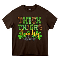 Chocolate Brown St. Patrick's Thick thighs lucky vibes Heavy Core Tee - OliviaCreatesArt