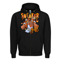 Black orange galaxy sneaker girl afro woman Zipper Hoodie - RanaPortraitStore