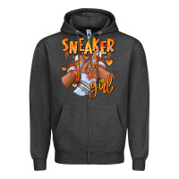 Charcoal Heather orange galaxy sneaker girl afro woman Zipper Hoodie - RanaPortraitStore